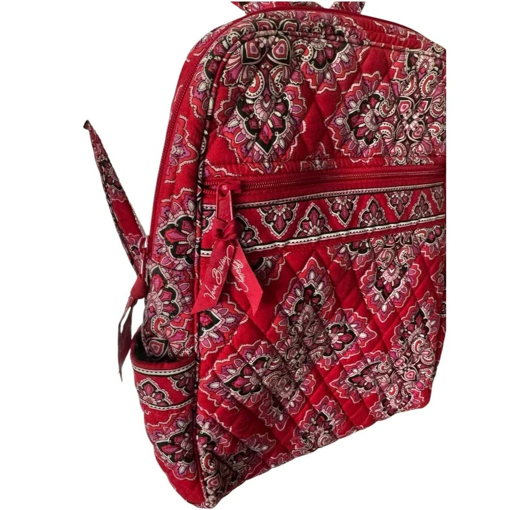 Vera Bradley Red Quilted Floral Paisley Backpack
